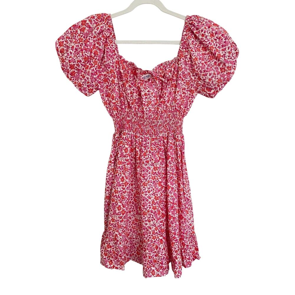 Pink City Prints Tuckernuck Rah Rah Pink Orange Floral Print Mini Smocked Dress